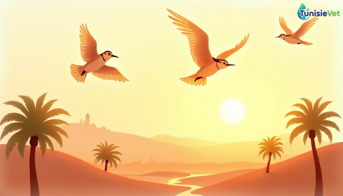 Des oiseaux volent au-dessus d'un désert doré au lever du soleil, symbole de confiance en Allah.
