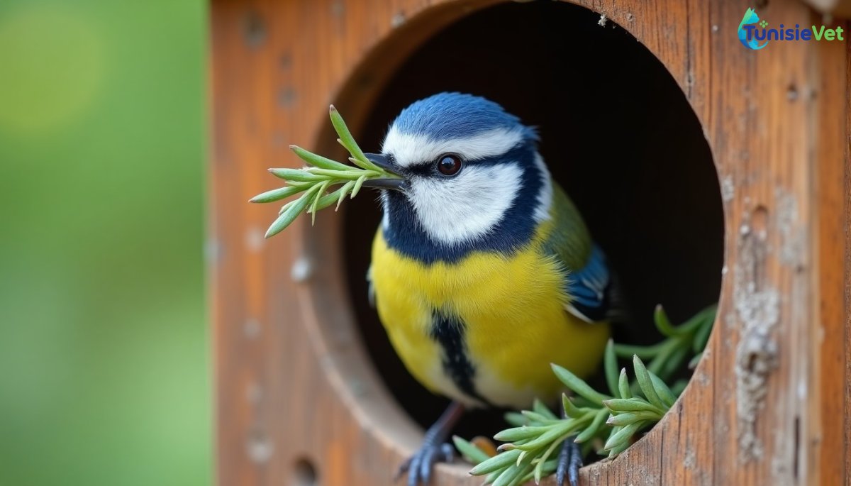 The blue tit's nest, a garden of aromatic herbs