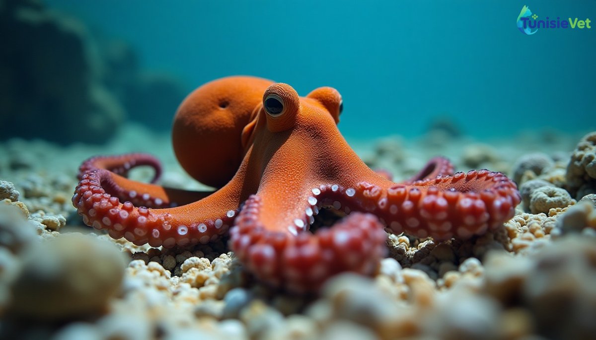 Common octopus on a rocky Mediterranean seabed