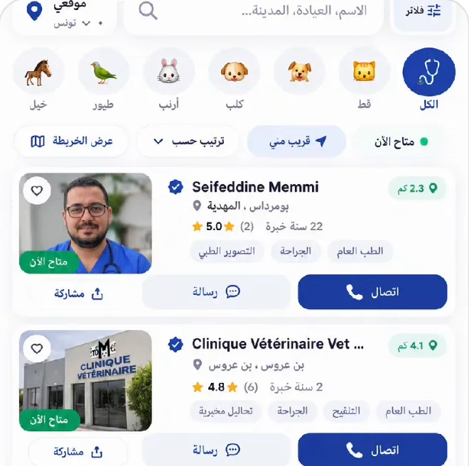 Contact veterinarians