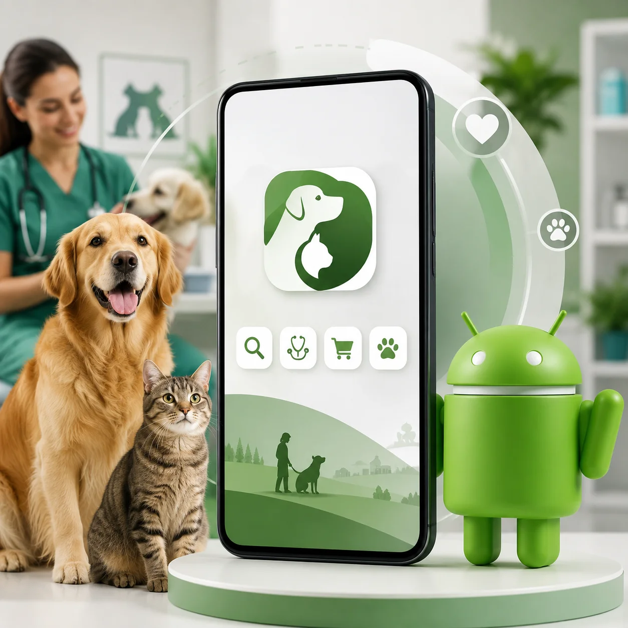 Un chiot et un chaton découvrent l'application TunisieVet
