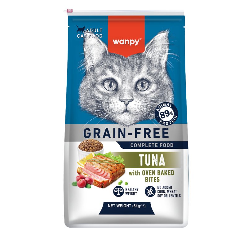 Wanpy croquettes sans céréales au thon pour chat adulte 8 kg