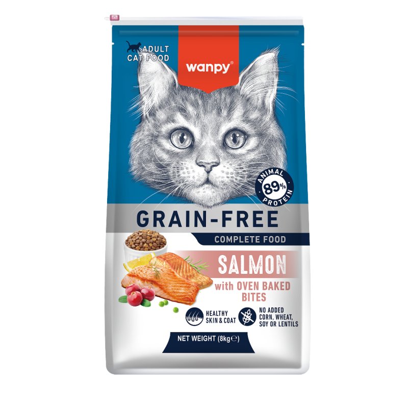 Wanpy croquettes sans céréales au saumon pour chat adulte 8 kg