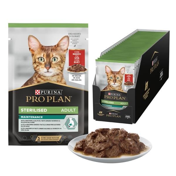 Purina Pro Plan Chat Stérilisé – Pochon au Bœuf 85 g