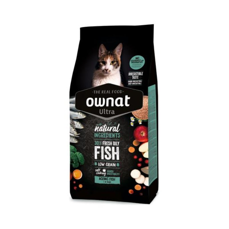 Ownat Ultra Ageing au poisson, croquettes pour chat senior +12 ans 1,5 kg