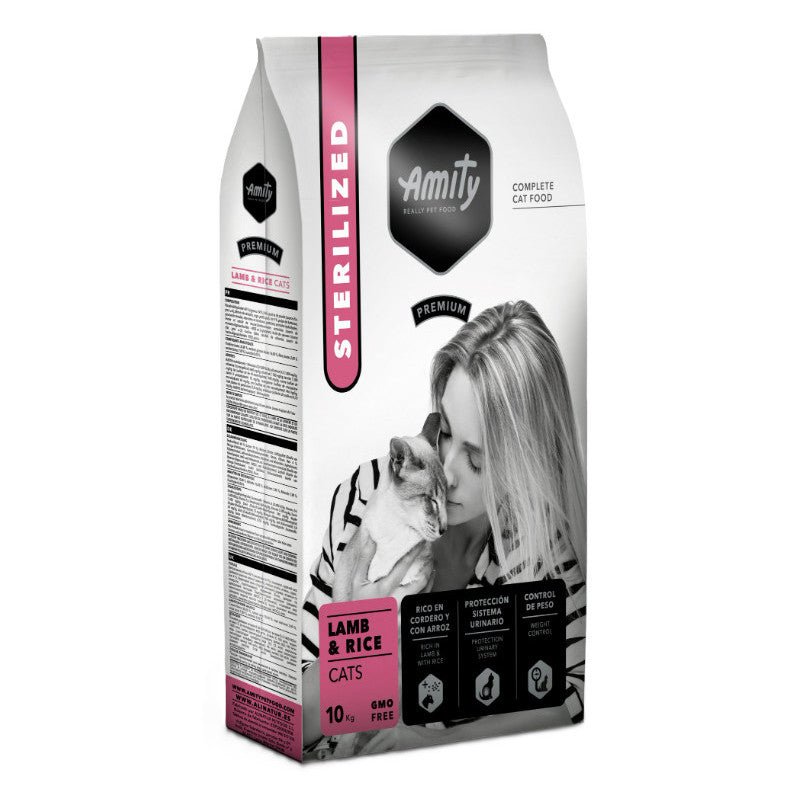 Amity Premium Croquettes Agneau et Riz pour Chat Adulte Stérilisé 10 kg