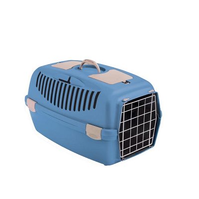 Box de transport Gulliver 3 bleu avec porte métallique (61 x 40 x 38 cm)
