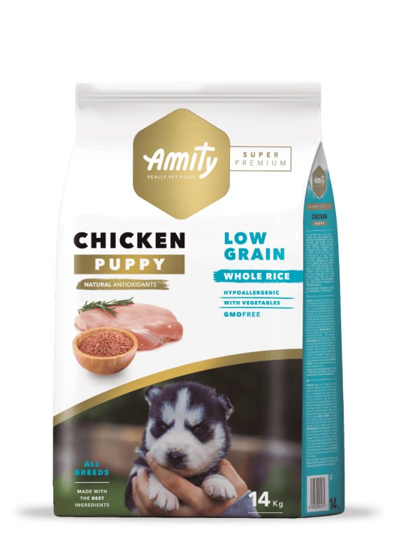 Amity Super Premium Puppy Poulet Low Grain 14 kg