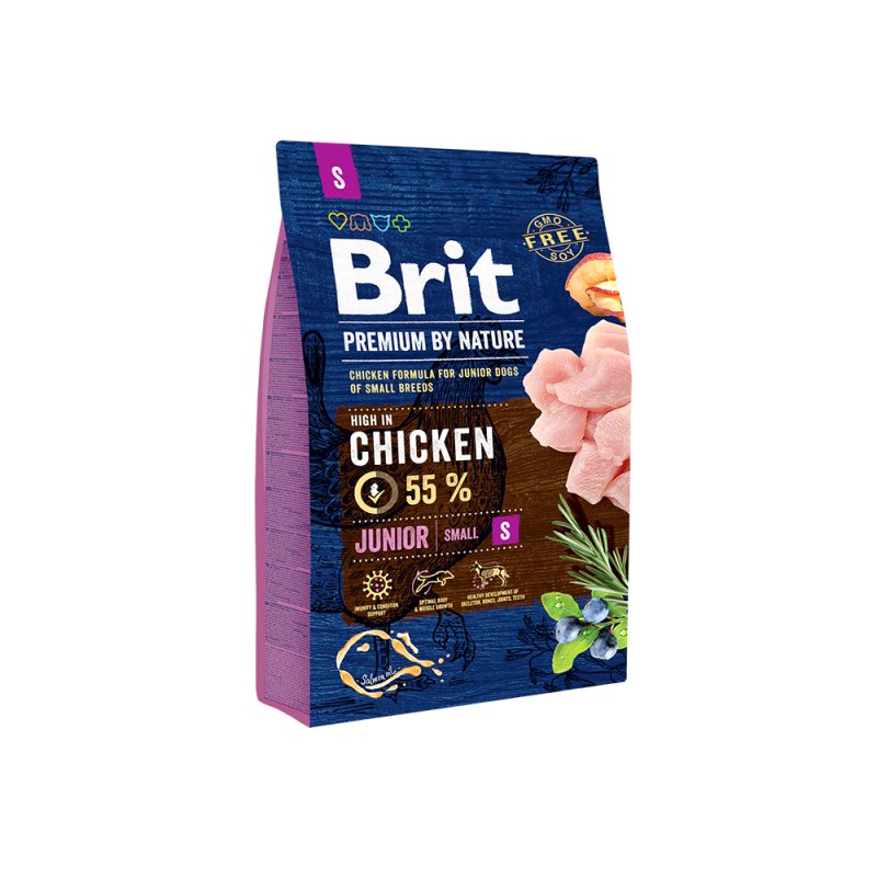 Brit Premium by Nature Junior S au poulet – Croquettes pour chiot de petite race – 3 kg