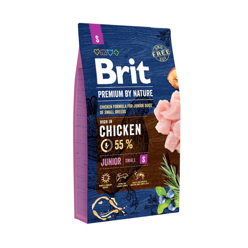 Brit Premium by Nature Junior S au poulet – Croquettes pour chiot de petite race – 8 kg