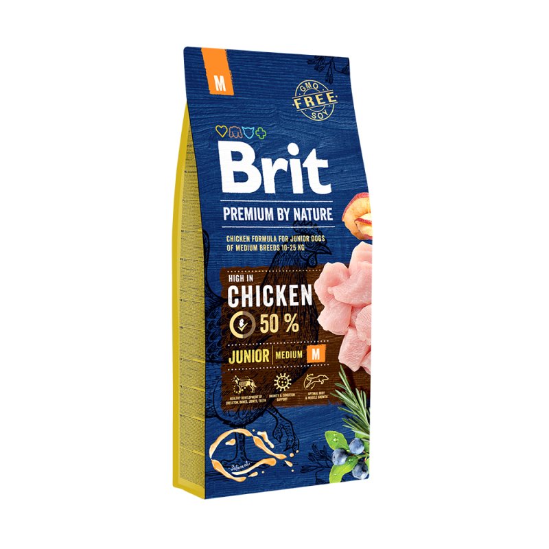Brit Premium by Nature Junior M – Croquettes pour chiot de taille moyenne 15 kg