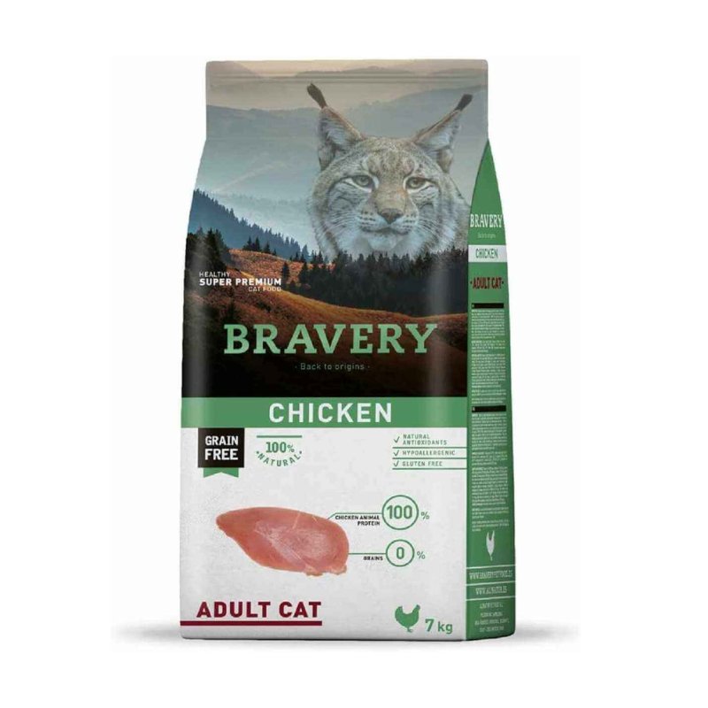 Bravery Sterilized Cat sans céréales au poulet, croquettes pour chat adulte stérilisé 7 kg