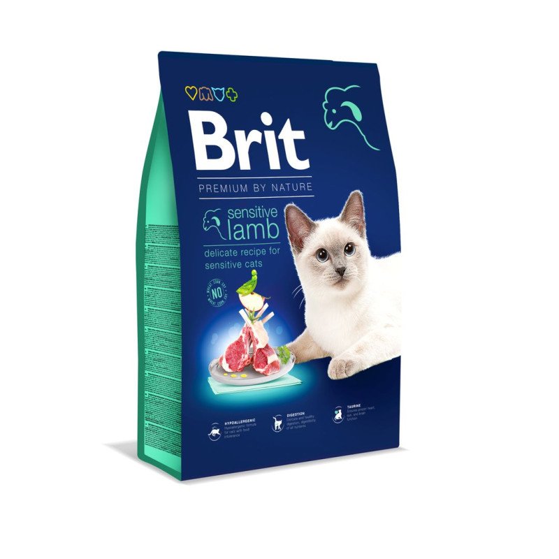 Brit Premium By Nature Sensitive à l'agneau, croquettes pour chat – 8 kg