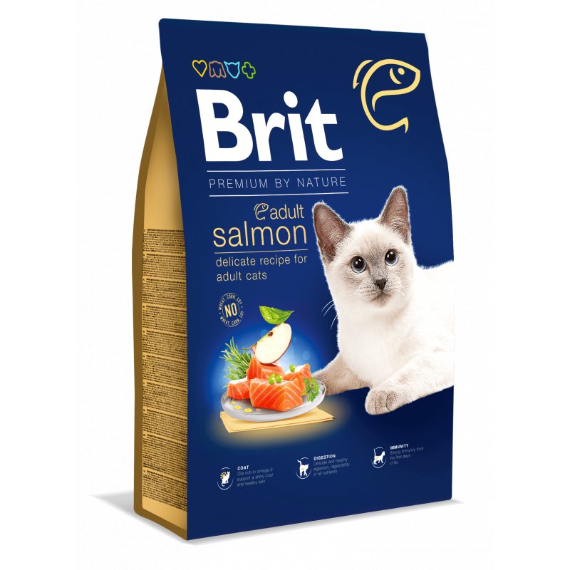 Brit Premium by Nature croquettes au saumon pour chat adulte 8 kg