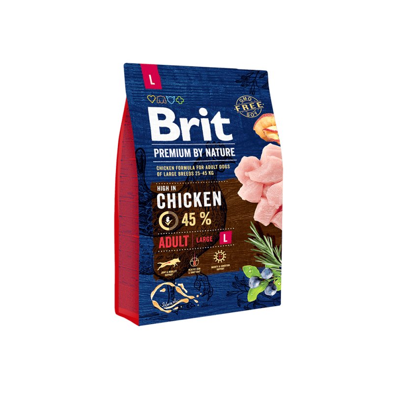 Brit Premium by Nature Adult L au Poulet – Croquettes pour chien adulte de grande taille – 3 kg