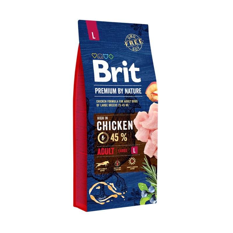 Brit Premium by Nature Adult L au poulet – Croquettes pour chien adulte de grande race 15 kg