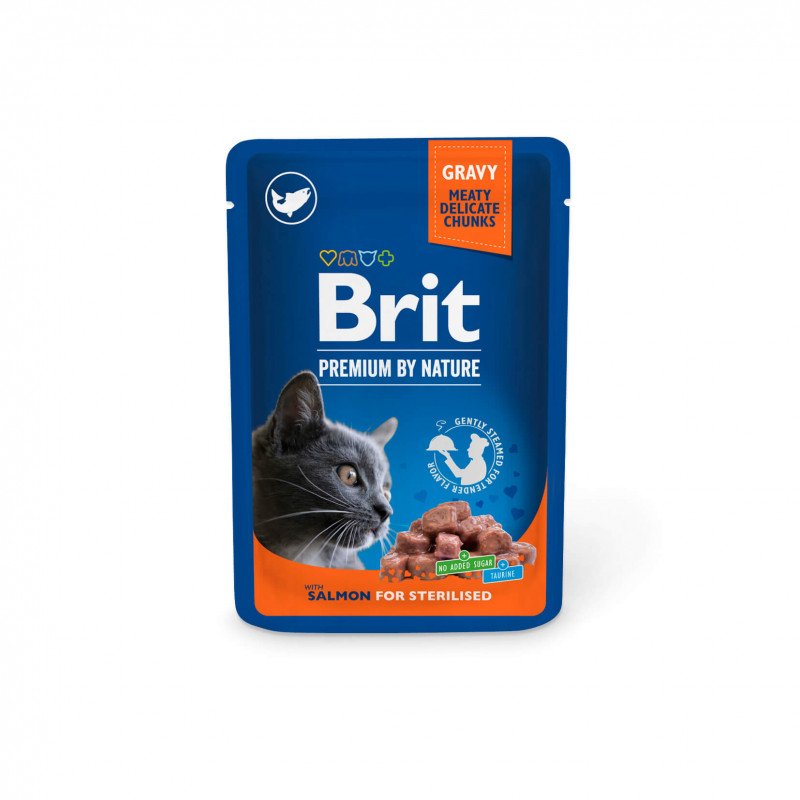 Brit Premium au saumon pour chat stérilisé – pochon 100 g