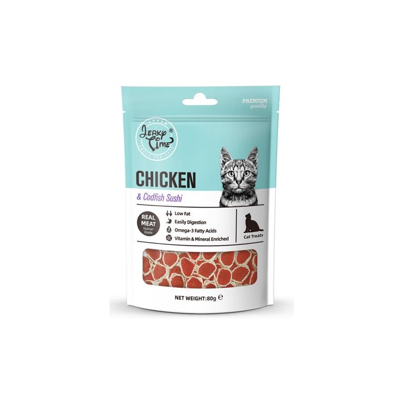 Jerky Time Friandises Sushi Poulet et Cabillaud 80 g