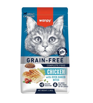 Wanpy Croquettes Sans Céréales au Poulet pour Chat Adulte 1,5 kg