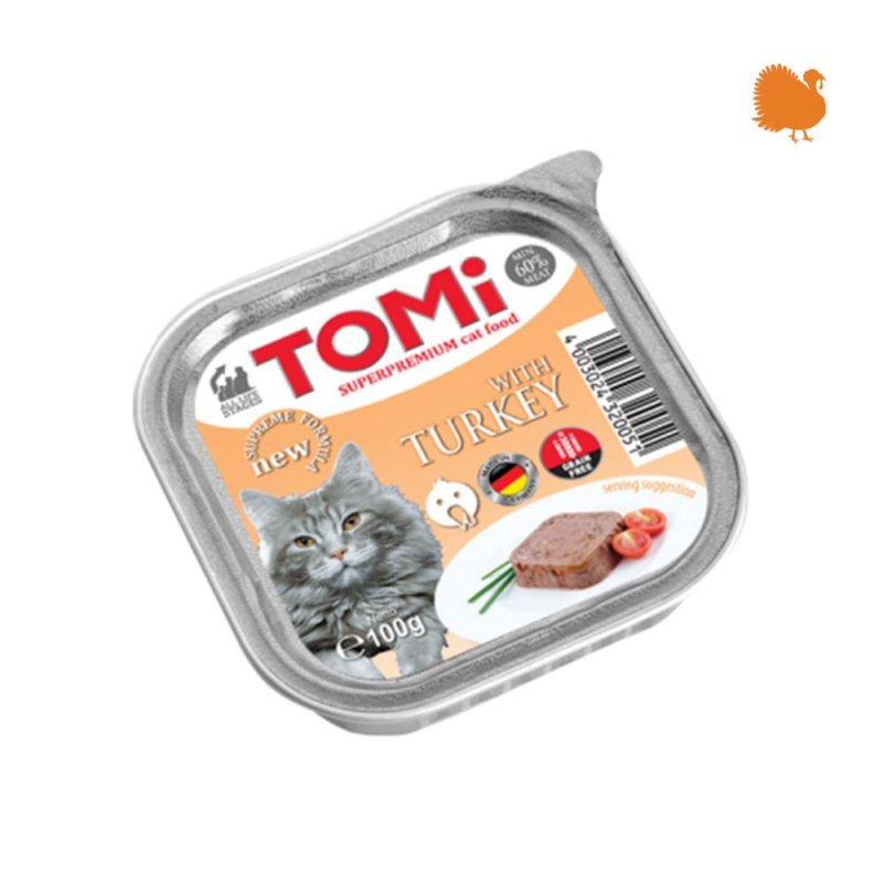 Tomi barquette pour chat à la dinde 100 g