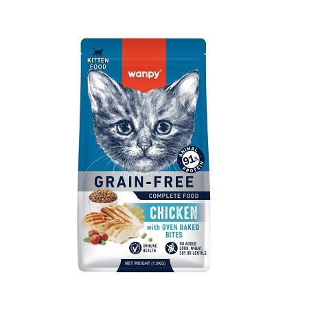 Wanpy Croquettes sans céréales au poulet pour chaton 500 g