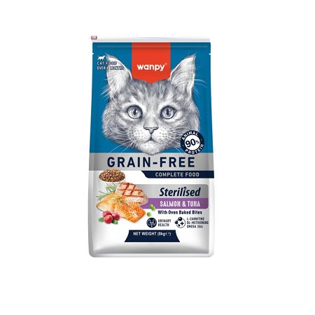 Wanpy Croquettes sans céréales thon et saumon pour chat stérilisé 1,5 kg