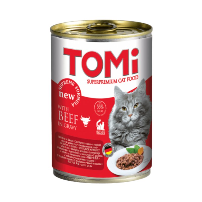 TOMi Bouchées en sauce au bœuf pour chat et chaton – boîte 400 g