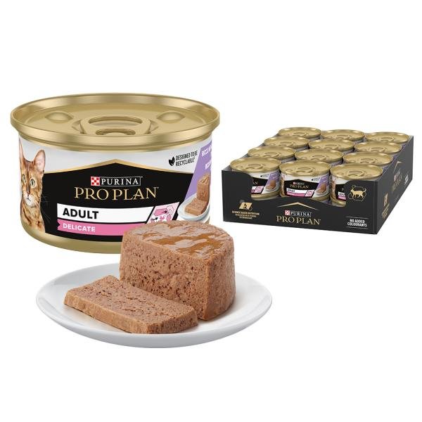 Purina Pro Plan Delicate chat adulte, mousse à la dinde, boîte 85 g