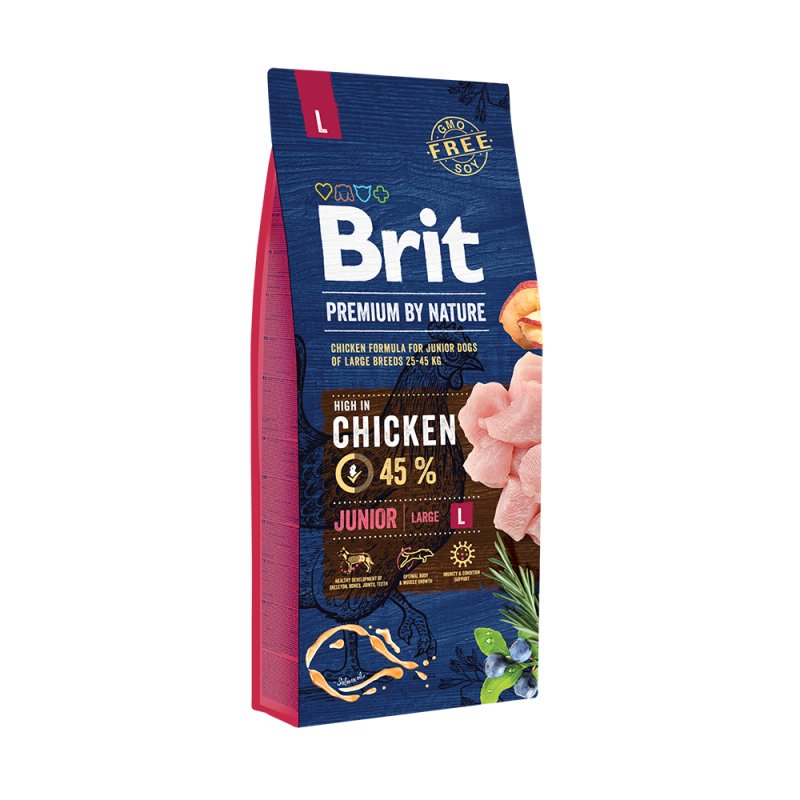 Brit Premium by Nature Junior L au poulet – Croquettes pour chiot de grande race – 15 kg