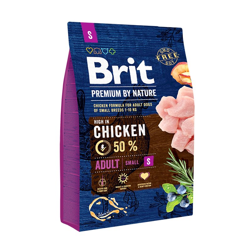 Brit Premium by Nature Adult S au poulet – Croquettes chien adulte petite race 3 kg