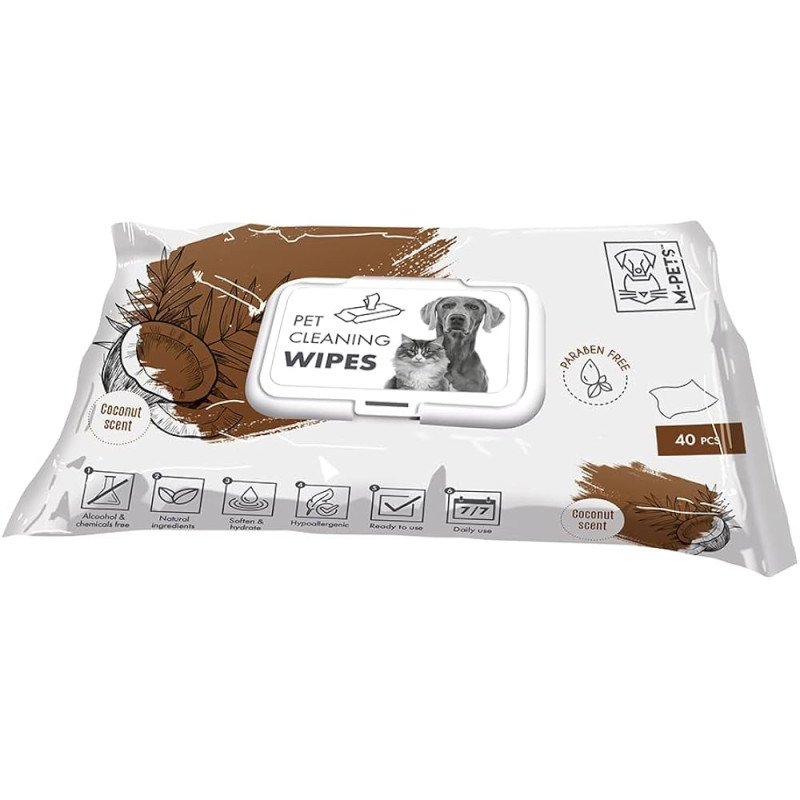 M-PETS Lingettes parfumées noix de coco 20 x 15 cm - 40 pièces