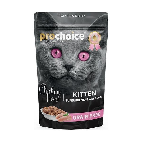 ProChoice Pochon Sans Céréales pour Chaton - Poulet et Foie 85 g