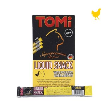Tomi Liquid Snack volaille et biotine – friandise à lécher pour chat