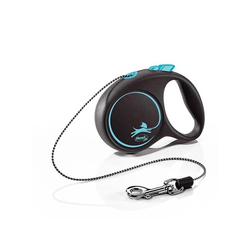 Laisse Flexi Black Design Cord, taille S, 5 m, bleu