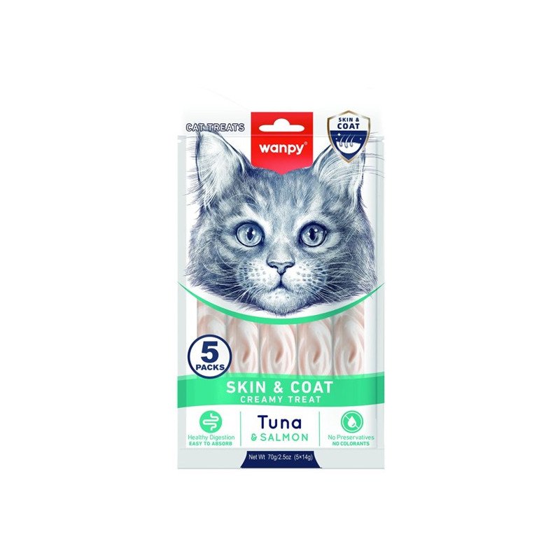 Wanpy Crème Functional Skin & Coat au Thon et Saumon (5 x 14 g)