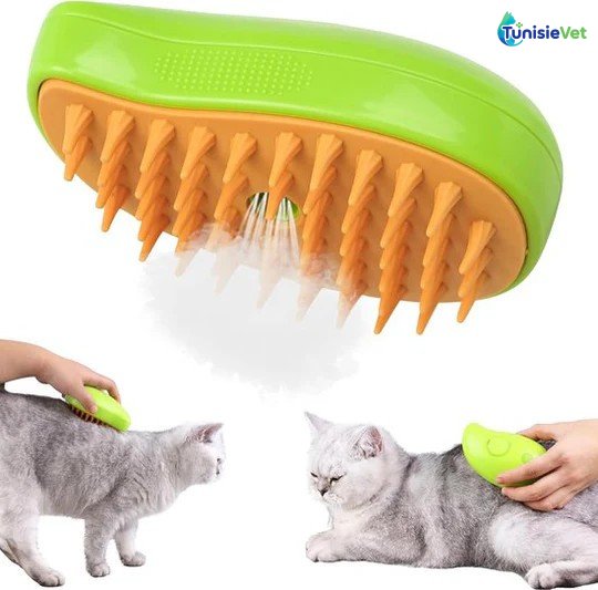 Brosse Vapeur 3-en-1 pour Chats – Massage, Démêlage et Toilettage
