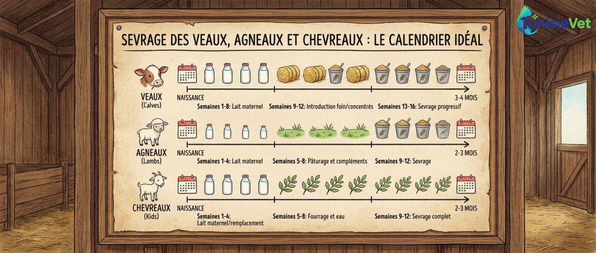Sevrage des veaux, agneaux et chevreaux : le calendrier idéal
