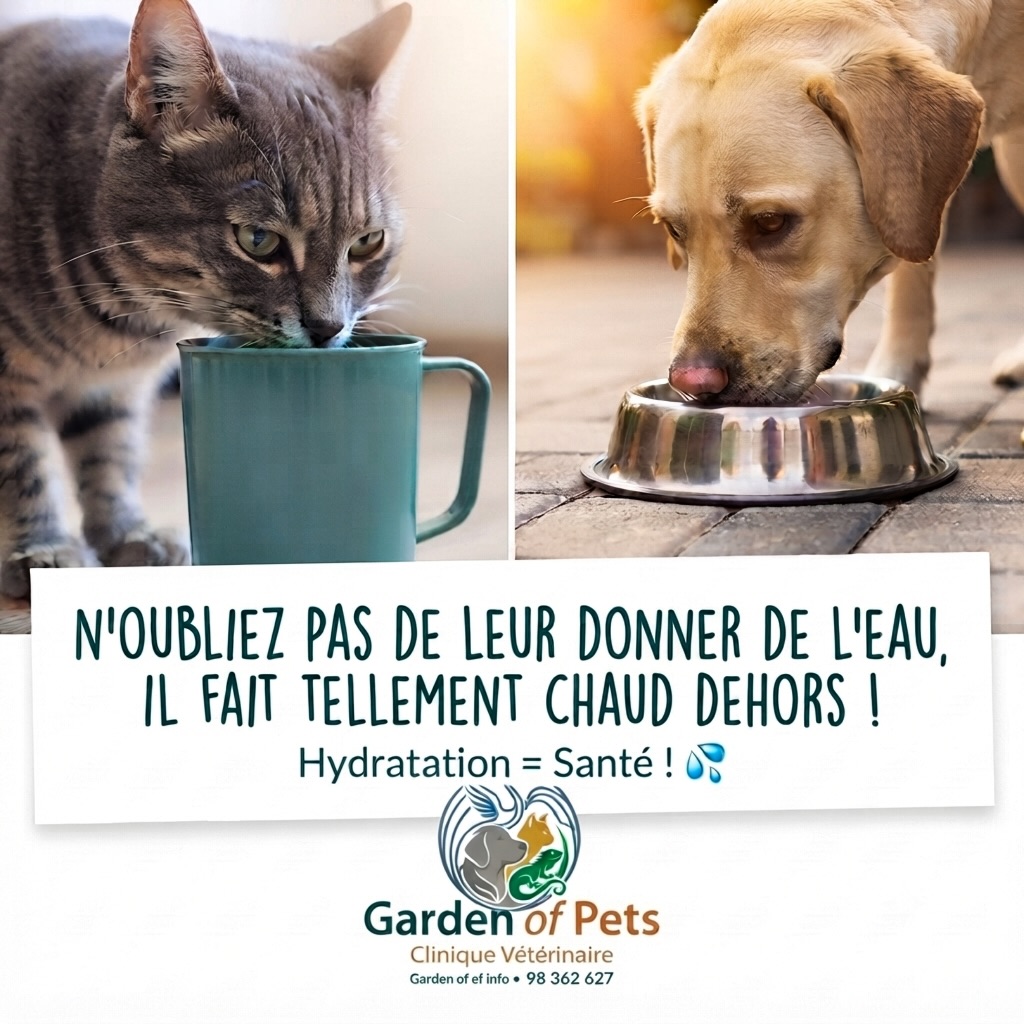 Alerte forte chaleur : N’oublions pas les animaux des rues ! 🌡️🐱🐶
 Si nous pouvons nous abriter et nous hydrater facilement, la réalité est bien plus difficile pour les animaux errants sous ce soleil de plomb.
 🥤 Déposez un récipient d’eau fraîche à l’ombre devant chez vous, votre boutique ou votre lieu de travail.
 🔄 Changez l’eau régulièrement pour qu’elle reste propre.
 Un petit bol d’eau ne nous coûte rien, mais pour eux, c’est une chance de survie. 
 Merci du fond du cœur pour votre générosité et votre compassion envers les sans-voix. ❤️✨
 Partagez un maximum pour passer le message ! 📲
 .
 .
 #adopt #vetlife #tunisia