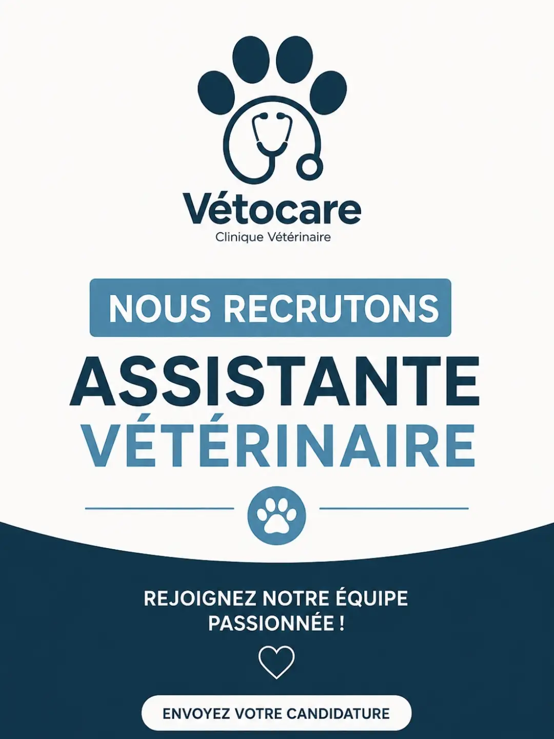 📢 VETOCARE RECRUTE UNE ASSISTANTE VÉTÉR...